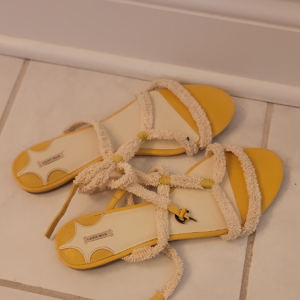 Leon Max Yellow and Cream Women Sandals